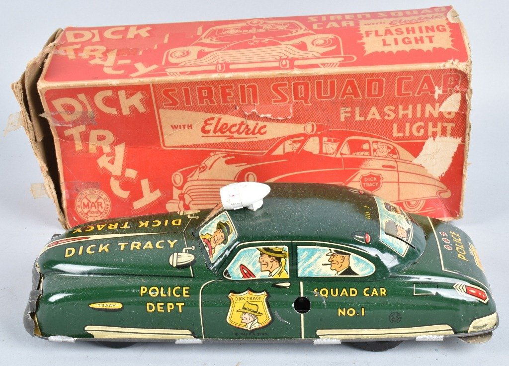 MARX Tin Windup DICK YTRACY SIREN SQUAD CAR w/ BOX (1 of 8)