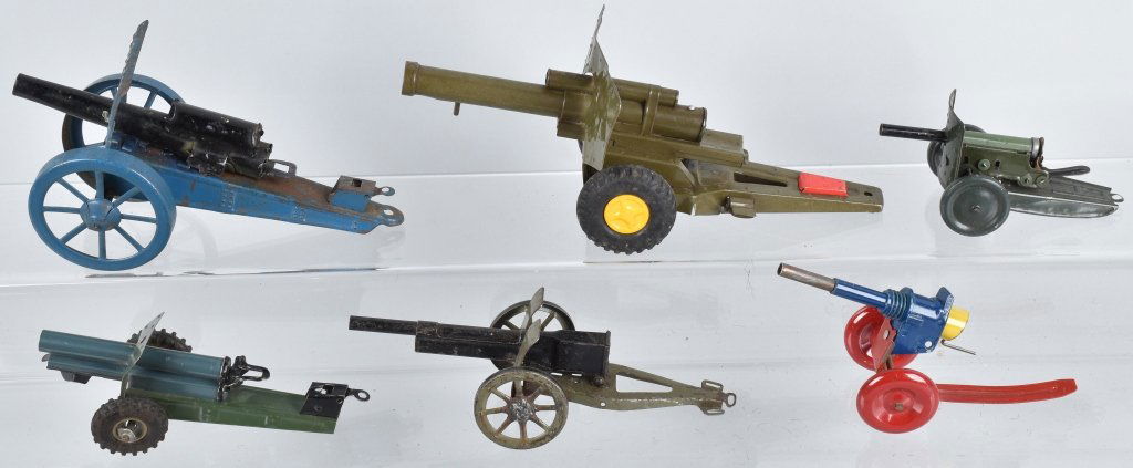 6-TIN TOY CANNONS, GERMAN and JAPAN (1 of 4)