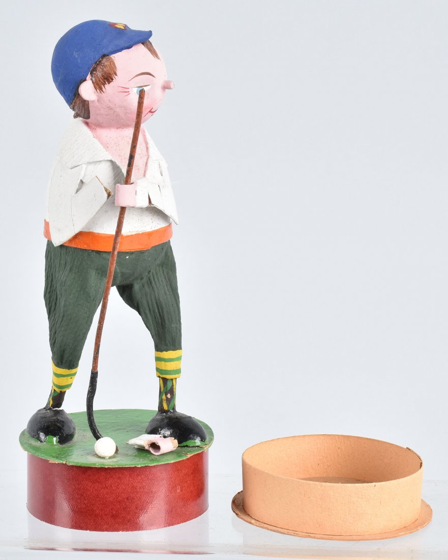GERMAN PAPER MACHE GOLFER CANDY CONTAINER (1 of 5)
