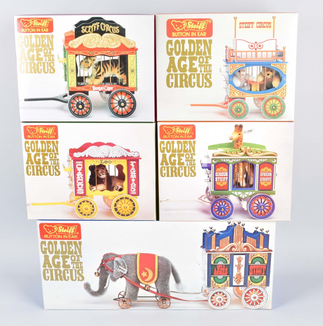 STEIFF 5 PIECE CIRCUS WAGON SET, ALL BOXED (1 of 5)