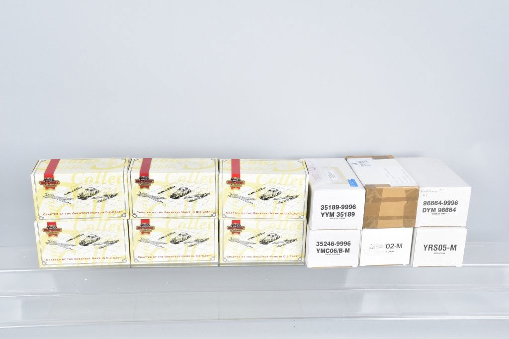 10 MATCHBOX ERA DINKYS 59 AUSTIN ROAD RUNNER: Lot of 12 Matchbox era Dinky cars to include 1959 Austin 7 Mini, N.Y. Road Runner, 1968 Coke a Cola Camaro plus others as seen. All cars Mint in Mint boxes as seen