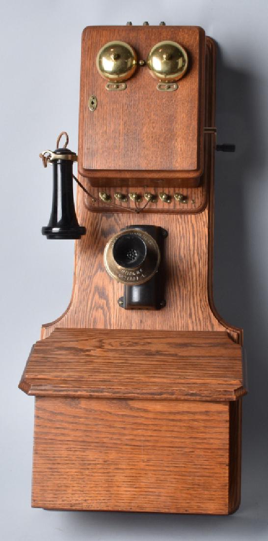 Early 1900s UTICA DOUBLE BOX OAK WALL TELEPHONE (1 of 6)