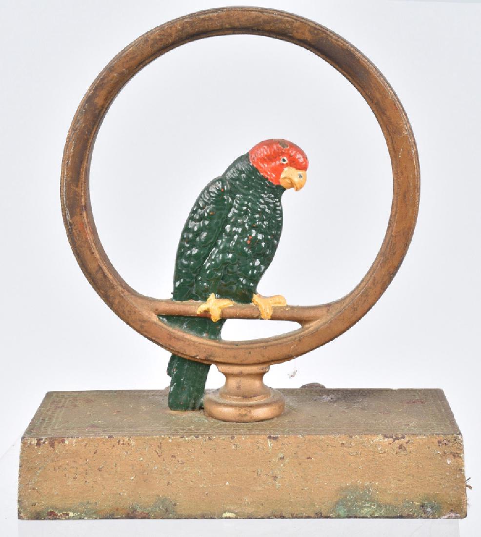 BRADLEY & HUBBARD PARROT IN RING DOOR STOP (1 of 4)