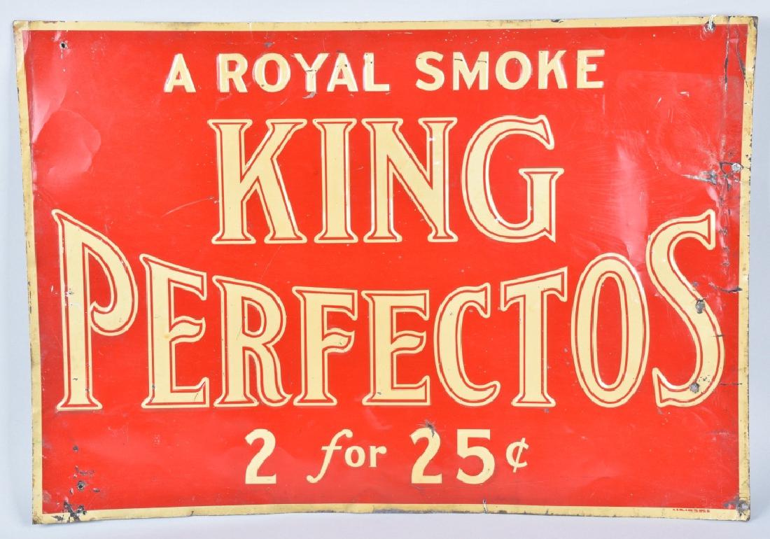 Early KING PERFECTO CIGARS TIN SIGN (1 of 4)