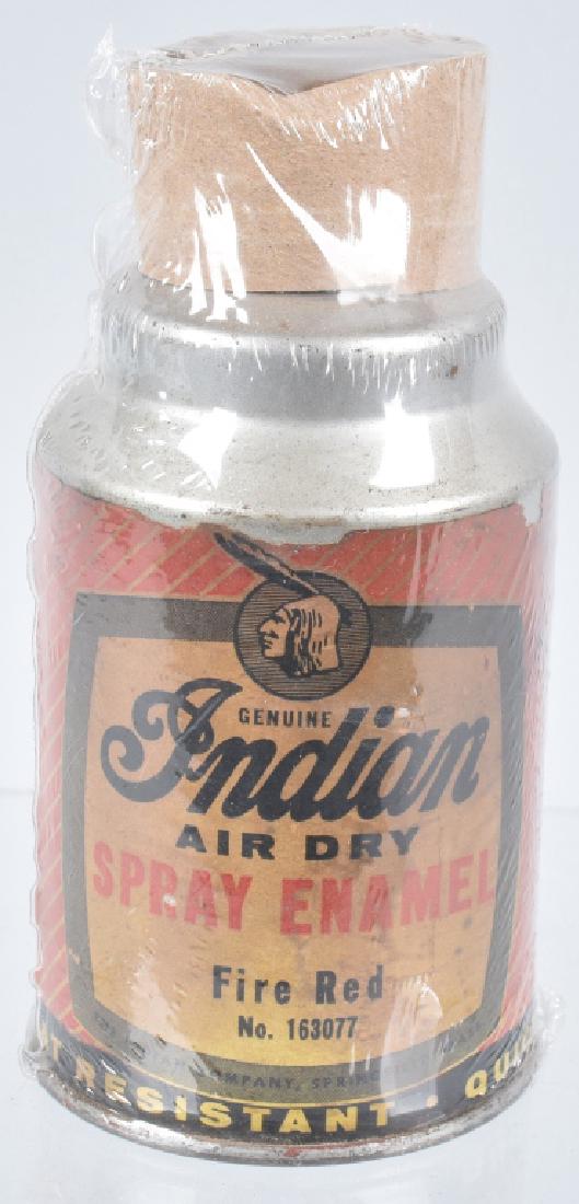 INDIAN MOTORCYCLE "FIRE RED" SPRAY PAINT: Original vintage Indian Motorcycle Spray Paint Can. Has been shrink wrapped. 5 1/2" Excellent