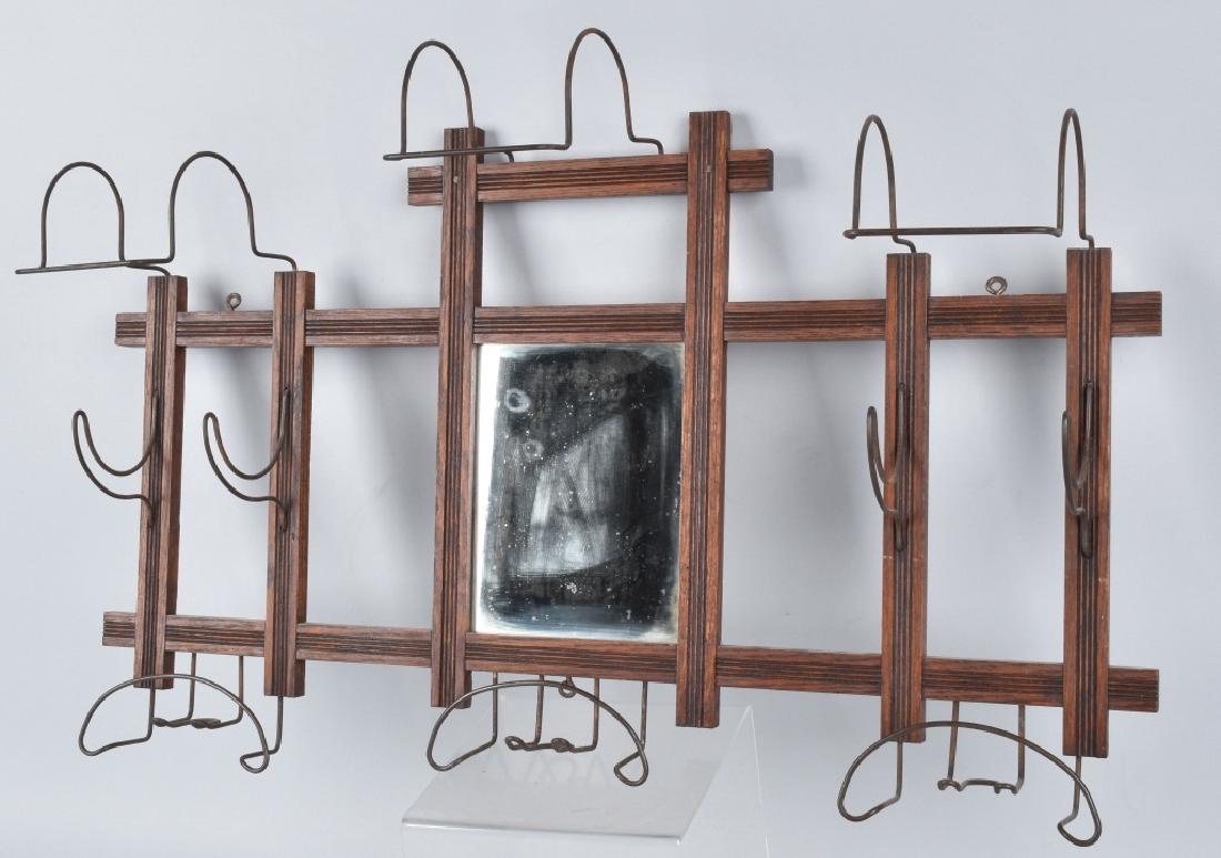 MISSION STYLE OAK DISPLY RACK w/ MIRROR (1 of 4)