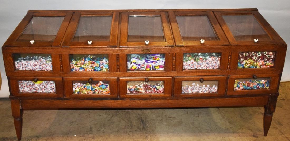 8 COMPARTMENT OAK STORE DISPLAY CANDY CABINET (1 of 9)