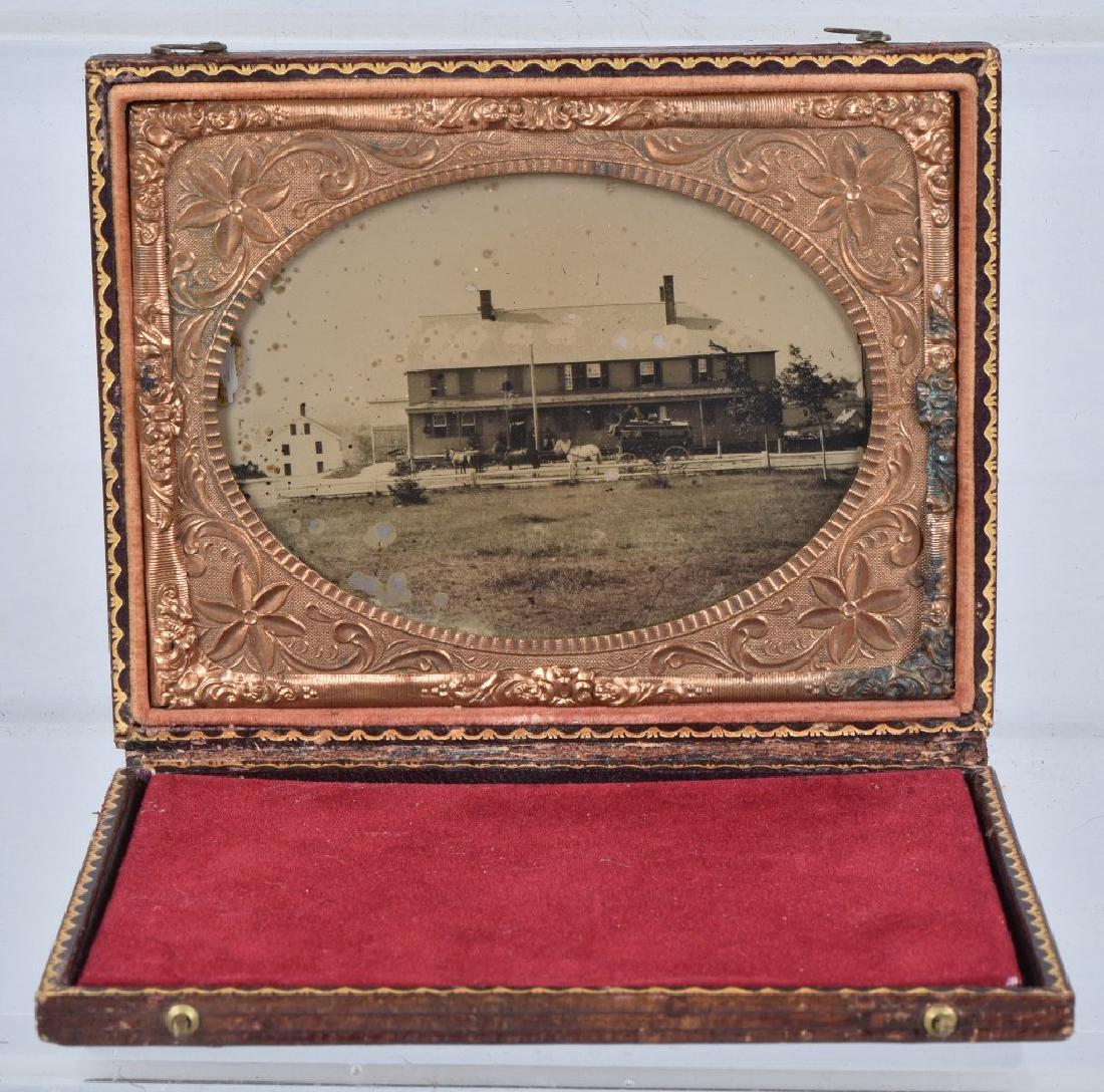 1/4 PLATE TIN TYPE 6 HORSE STAGECOACH SCENE (1 of 5)