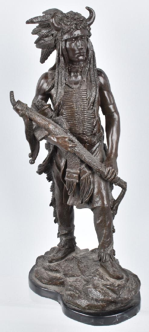 20" BRONZE AMERICAN INDIAN WARRIOR FIGURE (1 of 6)