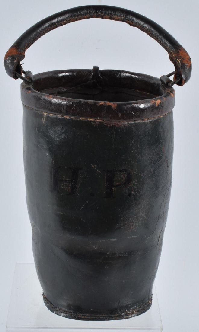 Early LEATHER FIRE BUCKET Marked H.P. (1 of 5)