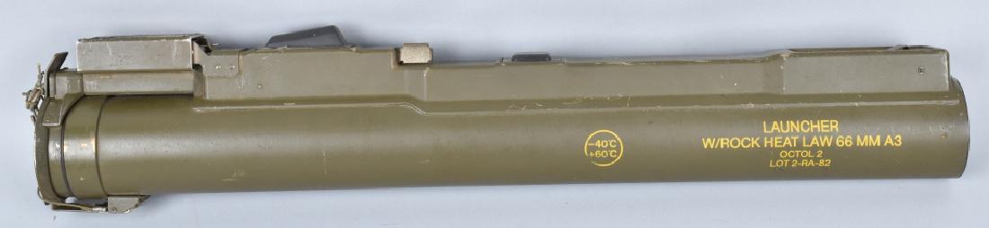 LAWS 66mm A3 ROCKET LAUNCHER TUBE, INERT: 25", the Laws was a one shot weapon, and the tubes were discarded and could not be re-loaded. This tube is a great display item, INERT, Excellent