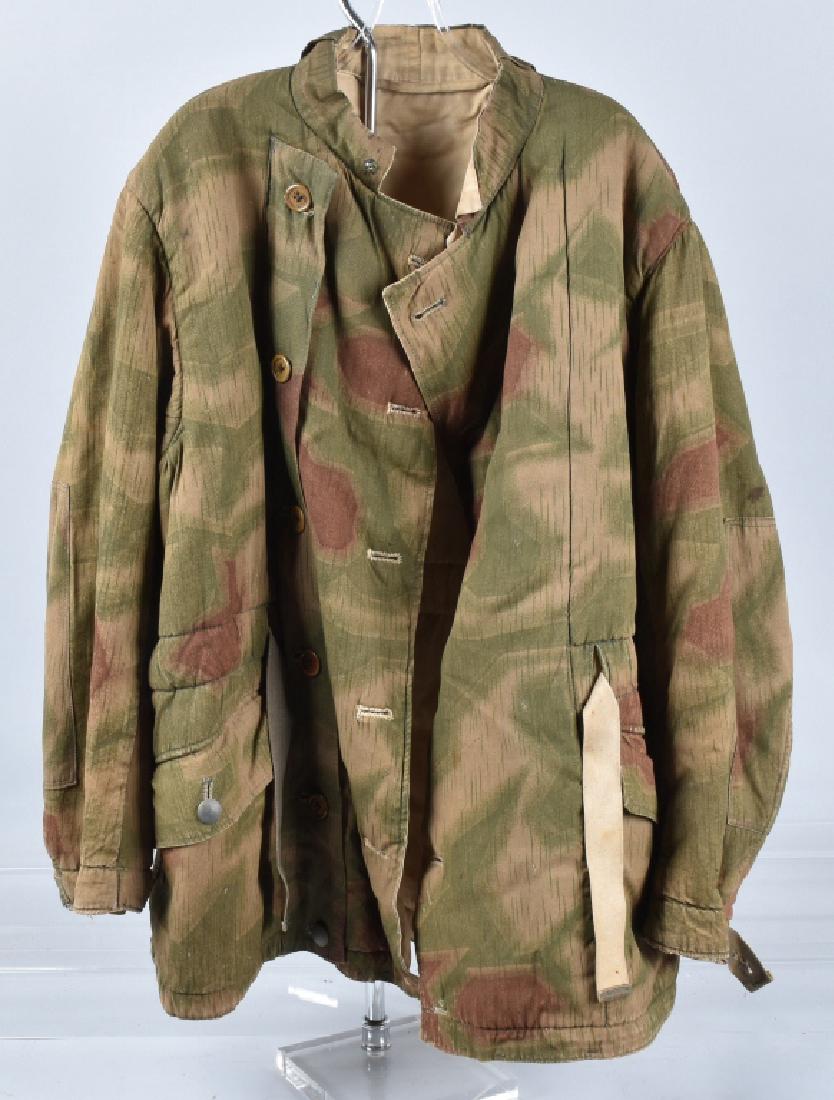 WW2 NAZI GERMAN HEAVY CAMO COAT: Nice jacket about a medium size, some minor soiling and general wear. Very Good
