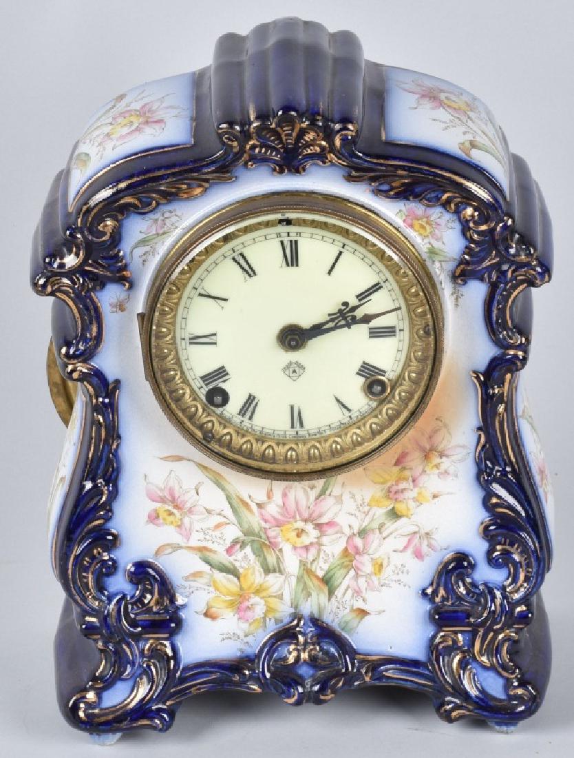 ANSONIA DAKOTA COBALT BLUE PORCELAIN CLOCK (1 of 6)