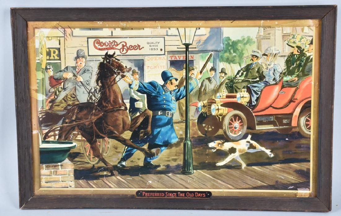 COOK'S BEER TIN ADVERTISING SIGN, FRAMED (1 of 6)