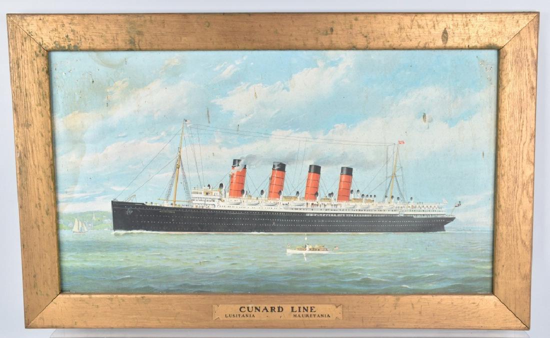 LARGE CUNARD LINE STEAM SHIP ADVERTISING SIGN (1 of 5)