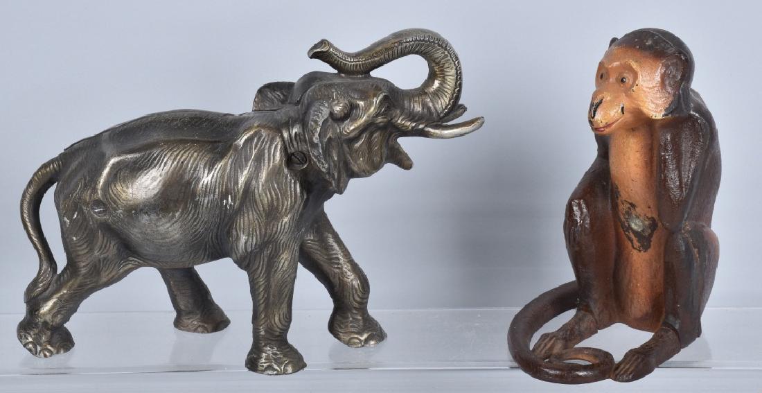 2-HUBLEY CAST IRON DOORSTOPS, ELEPHANT & MONKEY (1 of 4)