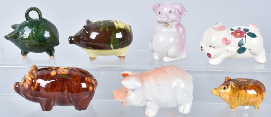 8- VINTAGE PIG CERAMIC STILL BANKS (1 of 3)