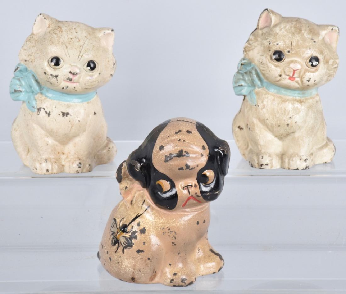 3-HUBLEY CAST IRON STILL BANKS, CATS and PUPPY (1 of 5)