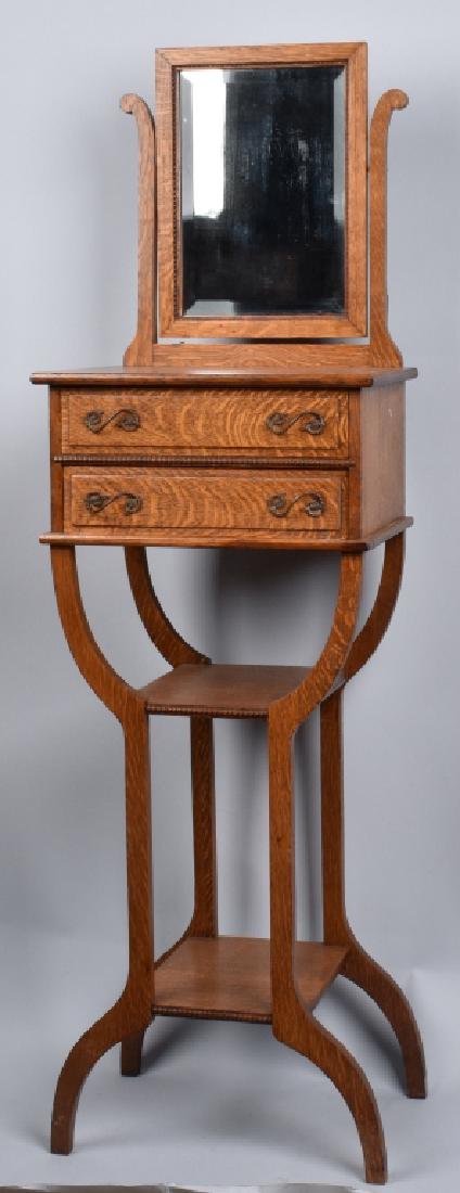 VICTORIAN OAK 2 DRAWER SHAVING STAND (1 of 6)