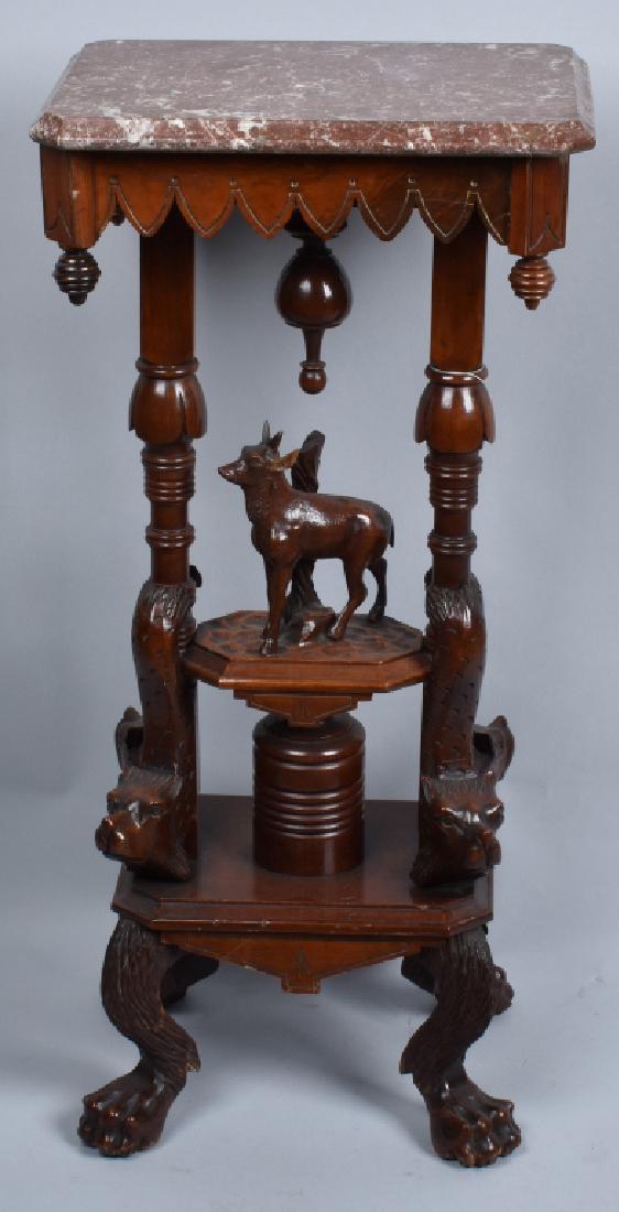 VICTORIAN CARVED WALNUT MARBLE TOP TABLE (1 of 10)