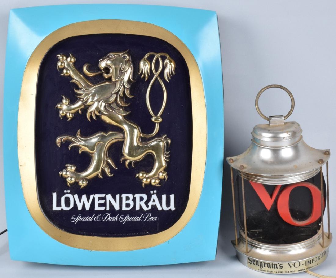2-VINTAGE BAR LIGHT UP SIGNS, V.O. & LOWENBRAU (1 of 5)