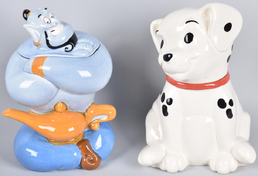 2-DISNEY COOKIE JARS, GENIE and DALMATION: Lot includes the Genie from Aladdin along with a Dalmatian. Largest is 13", both with nice colors and condition. Excellent