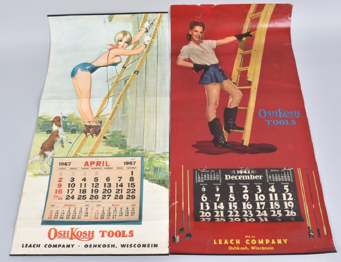 OSH-KOSH TOOLS, 1942 & 1967 CALENDARS: 32" by 16", nice graphics, general wear and small tears. Good-Very Good