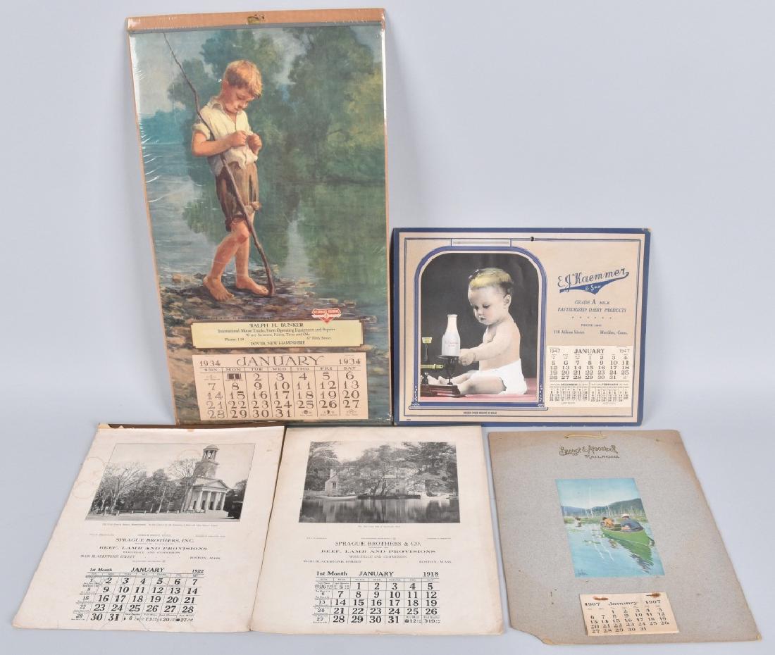 5-ADVERTISING CALENDARS, 1907-1947 (1 of 5)
