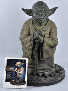 LAWRENCE NOBEL 16/30 LIFESIZE YODA BRONZE STATUE: RARE Limited Edition 16/30 Lawrence A. Nobel Lifesize Bronze Statue. Incredible piece with great details. Meausre over 30" Tall and Weighs 150 Pounds. Has Artist Numbered Seal on base. A wonderful RAR