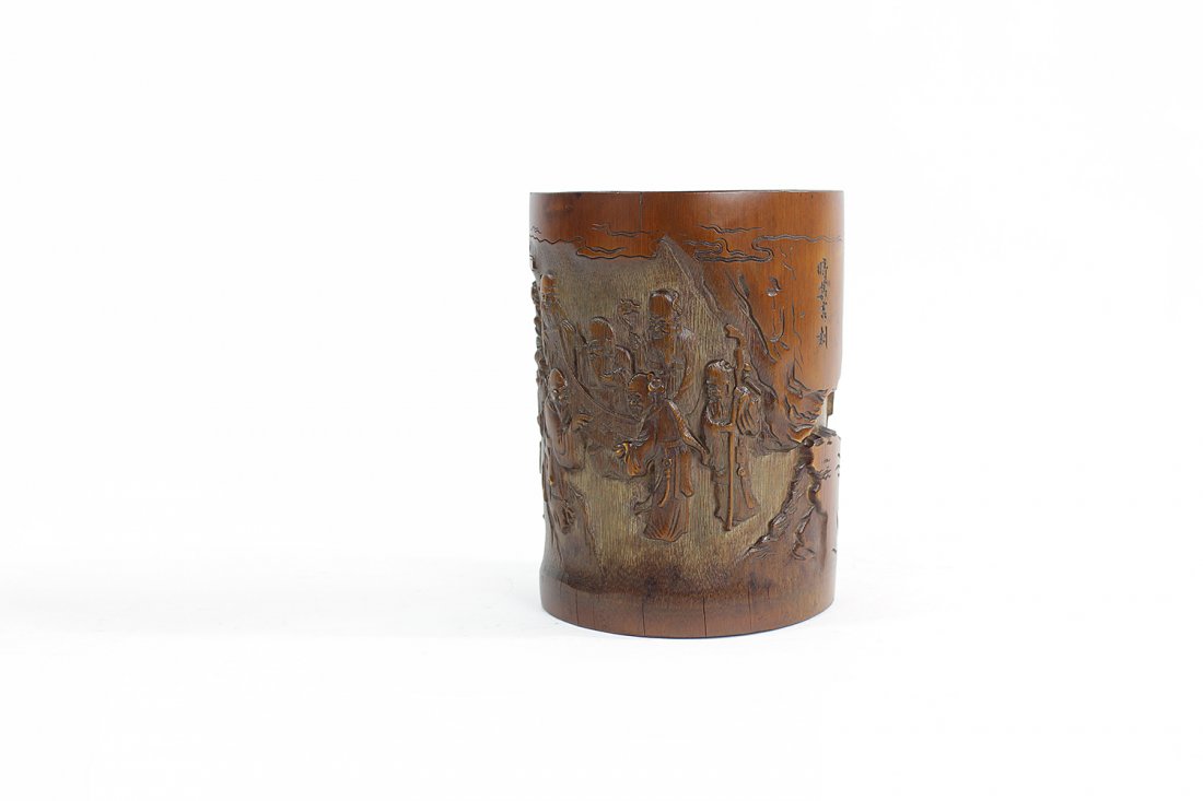 A carved bamboo brush pot (1 of 6)