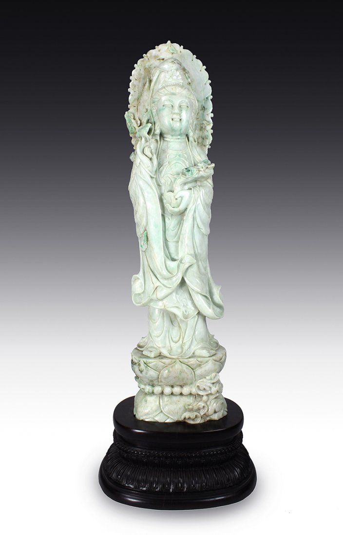 A jadeite Guanyin with Zitan stand (1 of 10)