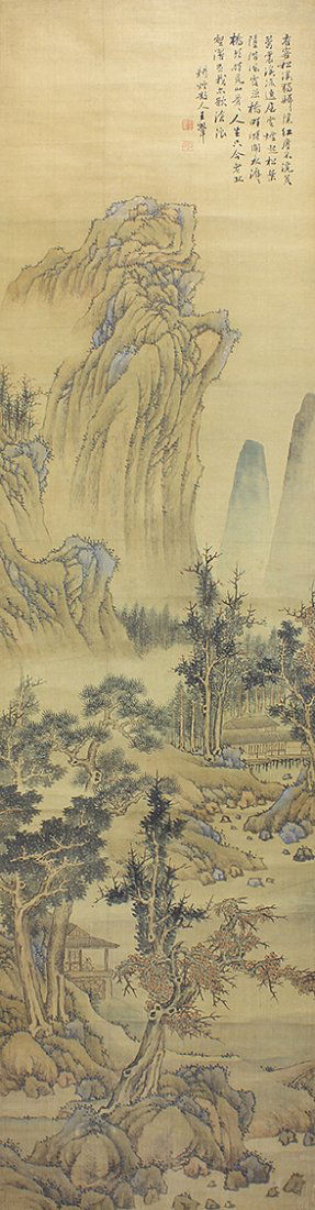 Wang Hui The Autumn mountain: Hanging scroll, ink and color on silk. 王翚(1632-1717) 秋山清暉圖 設色絹本 立軸 題識：耕煙&#
