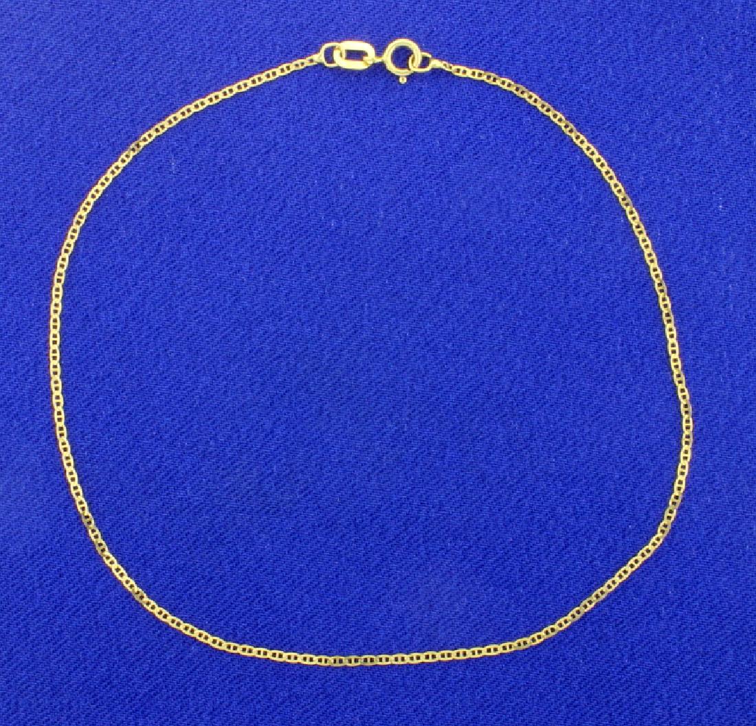 9 Inch Anchor Chain Bracelet: 10K yellow gold, it is 1.2mm wide. 0.6g