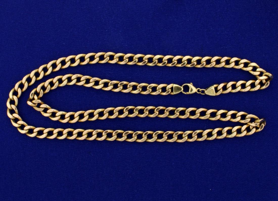 22 1/2 Inch Flat Link Chain in Rose Gold: In 14k rose gold, 6.3 mm wide, with a lobster clasp. 23.8g