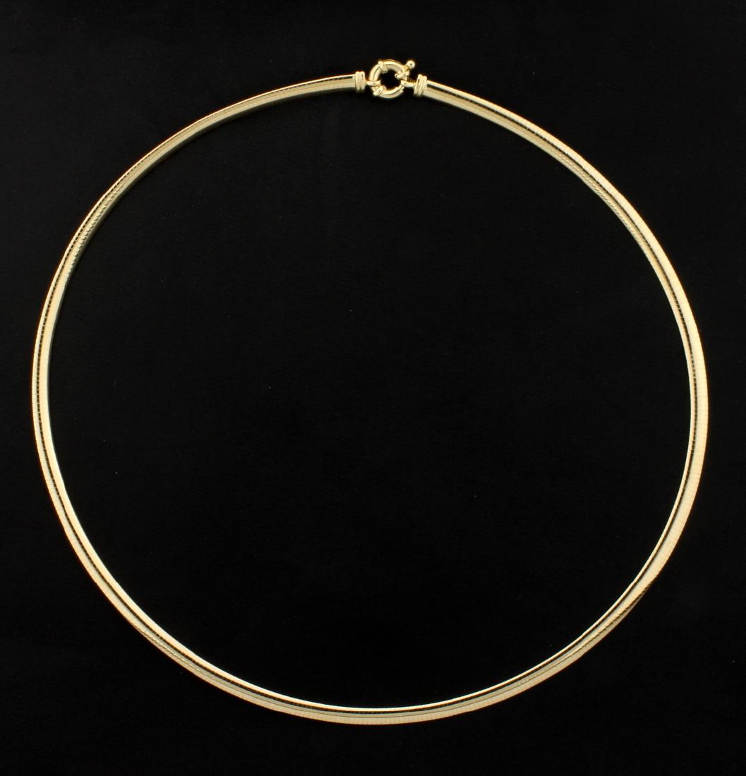 18 Inch Omega Necklace: In 14K yellow gold it is 4mm thick. 13.4g