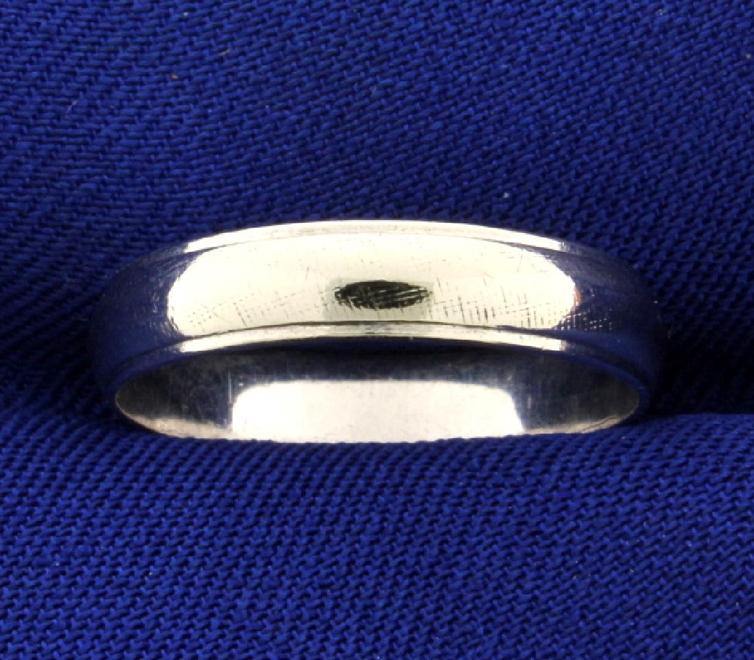 White Gold Wedding Band Ring: In 10k white gold, 4mm wide. Size 8 3/4. 2.1g.