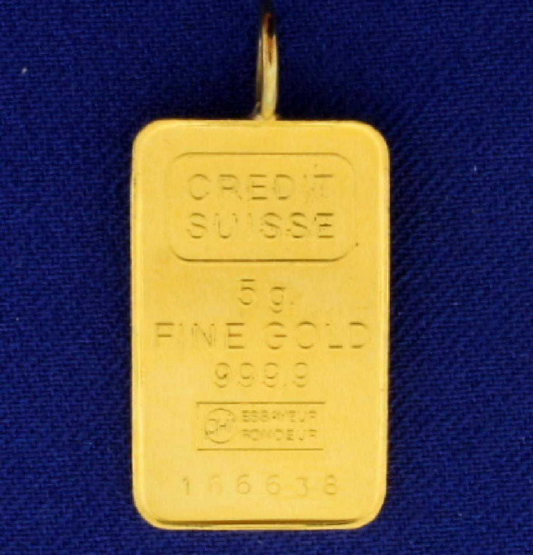 Suisse gold bar pendant Clearance
