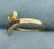 Natural Ruby and Diamond Wrap Style Heart Ring in 14k - 2