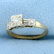 Vintage Three Stone Diamond Ring in 14K Yellow and - 2
