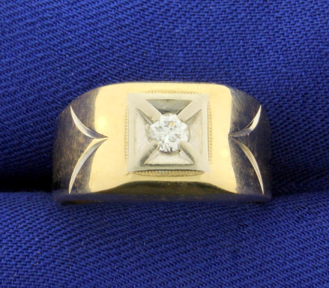 Solitaire Diamond Ring in 14K Yellow and White Gold: In 14K Yellow and White Gold. Contains a high quality .15ct round Diamond, SI clarity/H color. Size 7. 4.7g