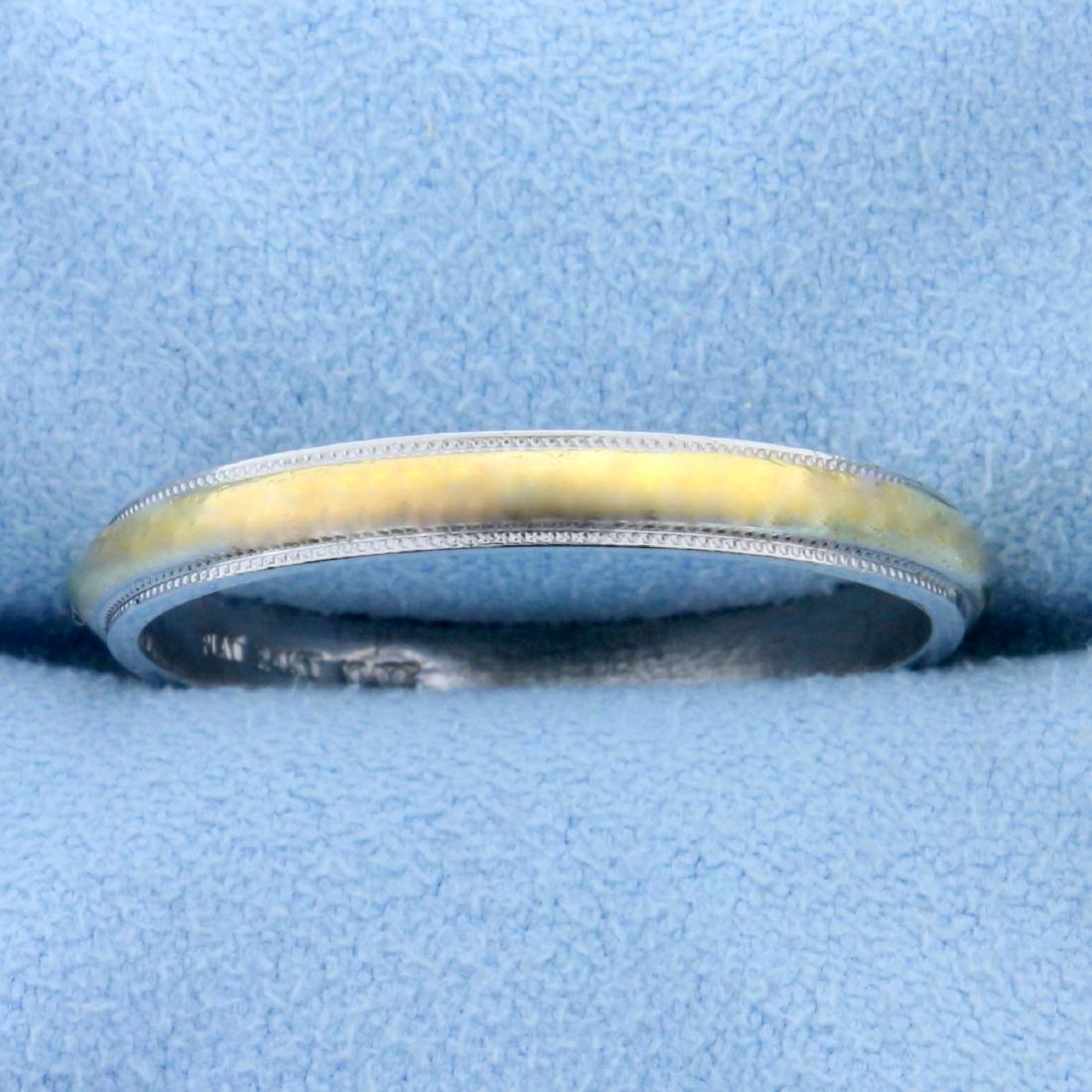 Men's Two Tone Wedding Band Ring in Platinum and 24k: In 24K Yellow Gold and Platinum. 2.9mm wide. Size 11 1/4. 5.4g