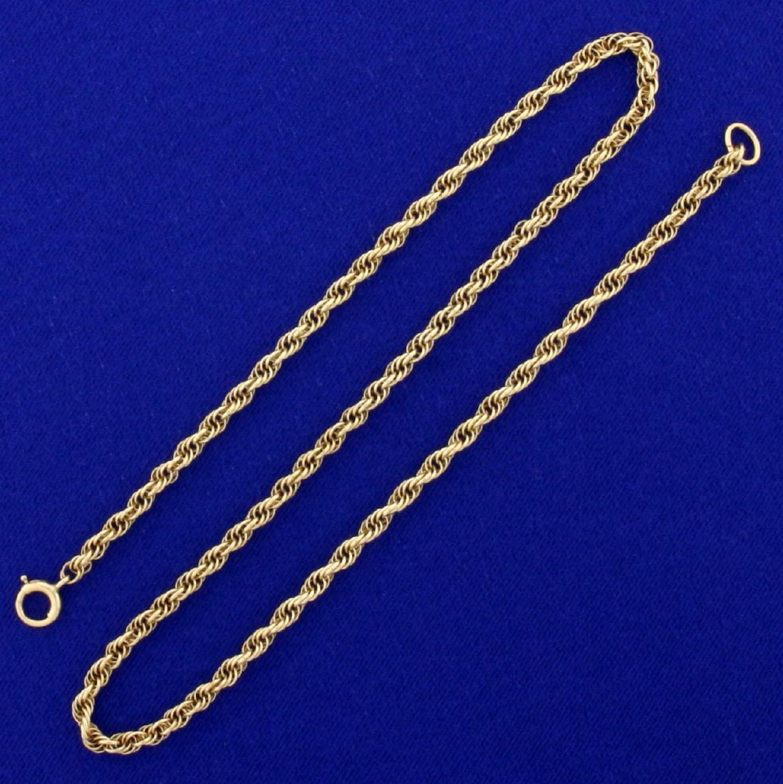 14 3/4 Inch Rope Style Choker Neck Chain in 14K Yellow: In 14K Yellow Gold. 14 3/4 inches long and 2.8mm wide. 7.0g