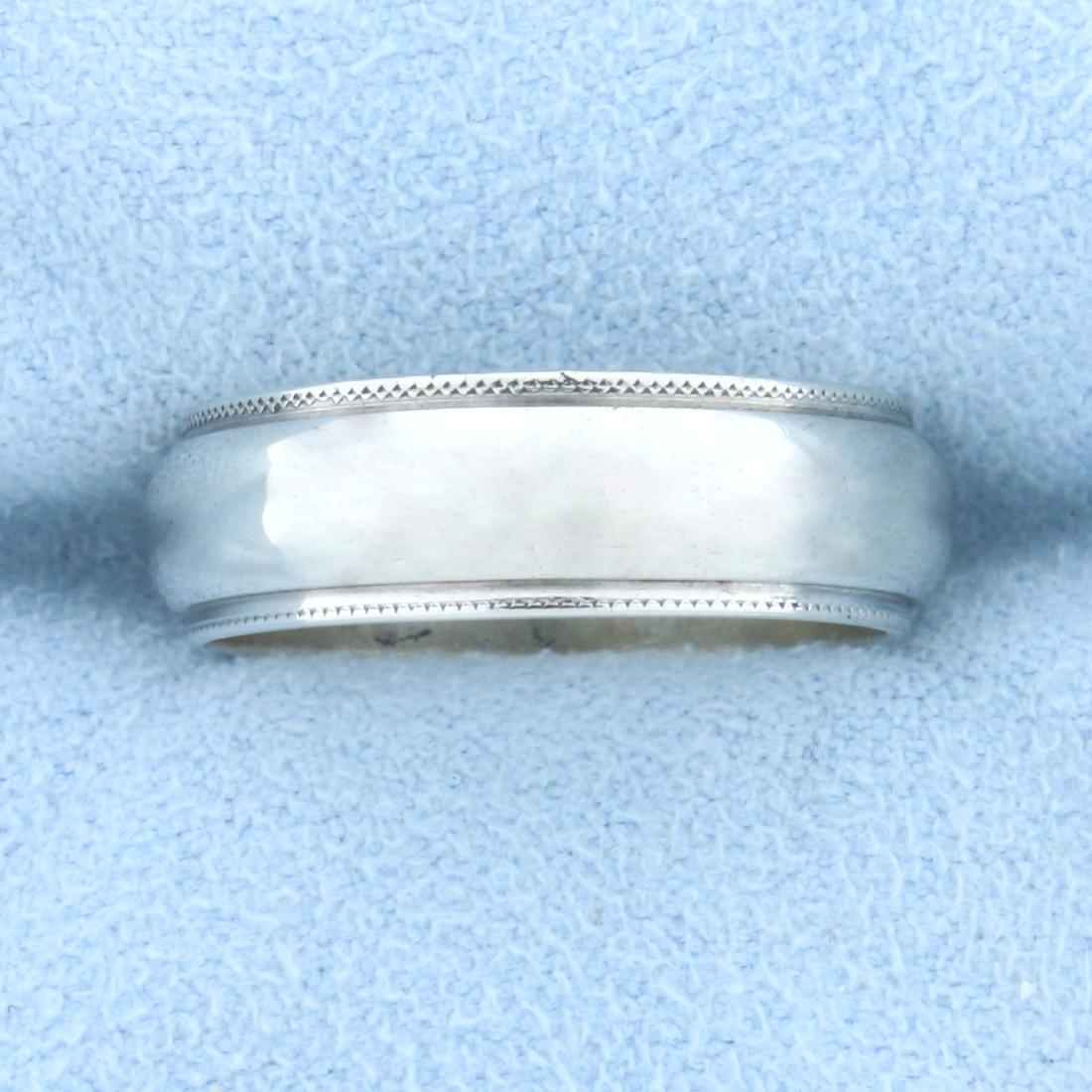 Beaded Edge Wedding Band Ring in 14K White Gold: In 14k white gold. 5.8mm wide. Size 6 3/4. 4.8g.