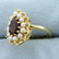 Vintage Garnet and Pearl Ring in 14K Yellow Gold - 2