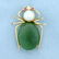 Vintage Jade, Pearl, and Ruby Spider Pin in 14K Yellow