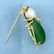 Vintage Jade, Pearl, and Ruby Spider Pin in 14K Yellow - 3