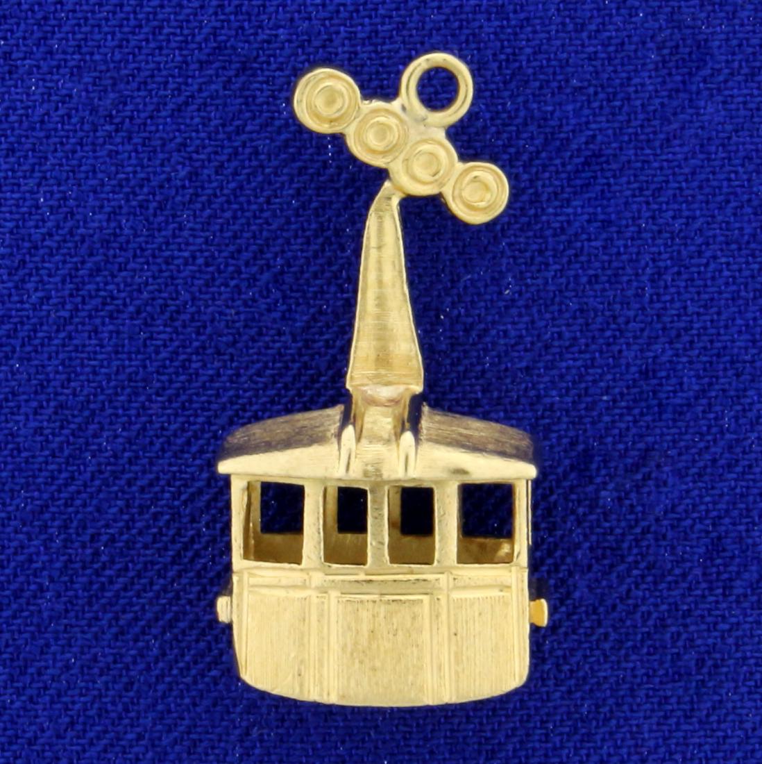 Vintage 3-D Gondola Charm in 18K Yellow Gold: In 18K Yellow Gold. 1 inch long with hand textured brushed gold finish. 5.1g