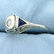 Vintage Diamond and Sapphire Ring in 14K White Gold - 2