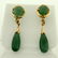 Vintage Dangle Jade Screw back Earrings in 14K Yellow