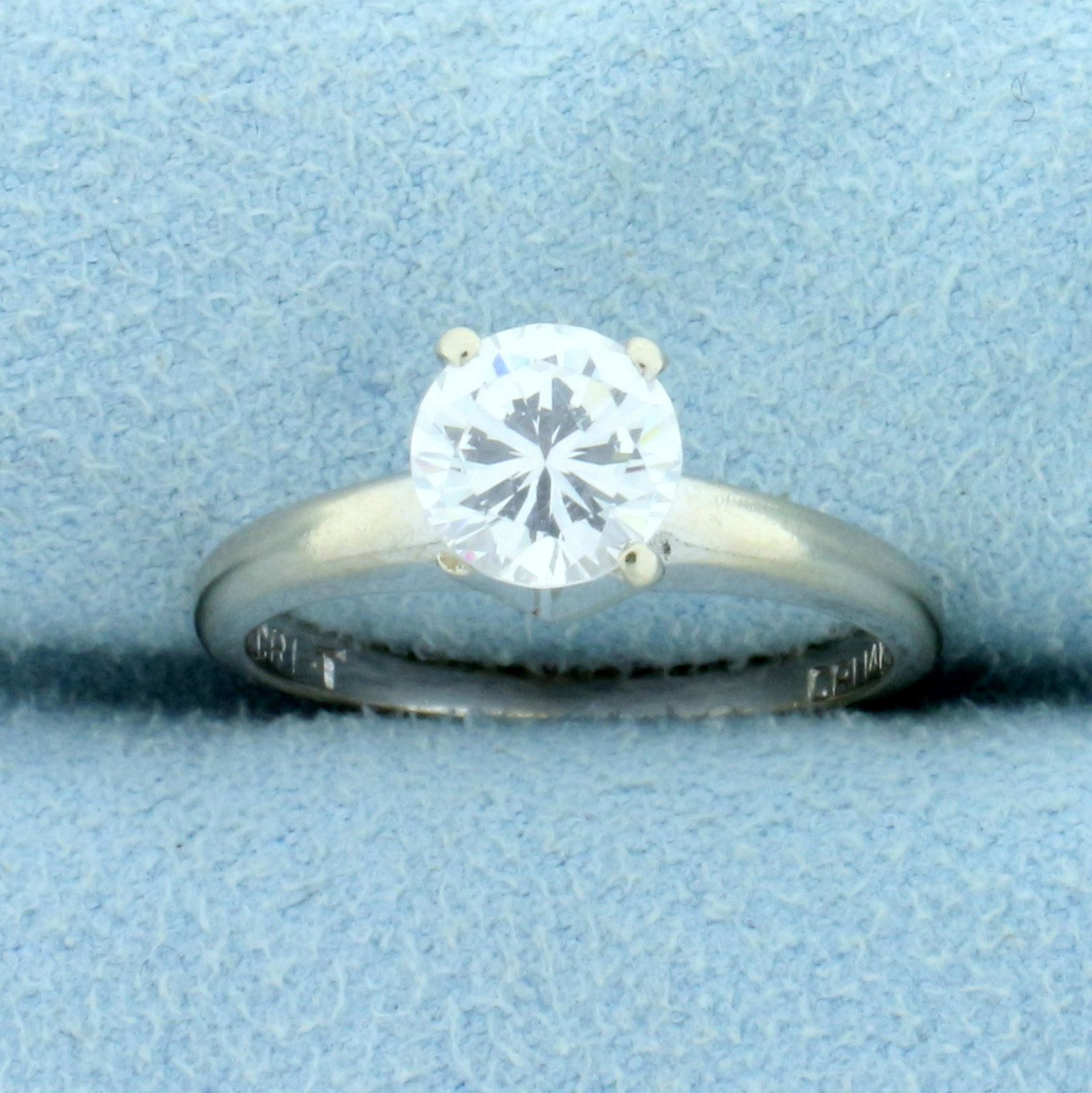 1ct CZ Solitaire Engagement Ring in 14K White Gold: In 14K White Gold. Contains one high quality 1ct CZ gemstone with lots of sparkle. Size 6. 3.1g.